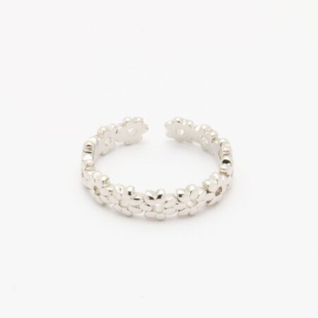 Gümüş çiçeklerli 18k altın kaplama yüzük-CM535