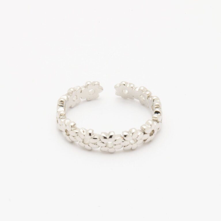 Gümüş çiçeklerli 18k altın kaplama yüzük-CM535