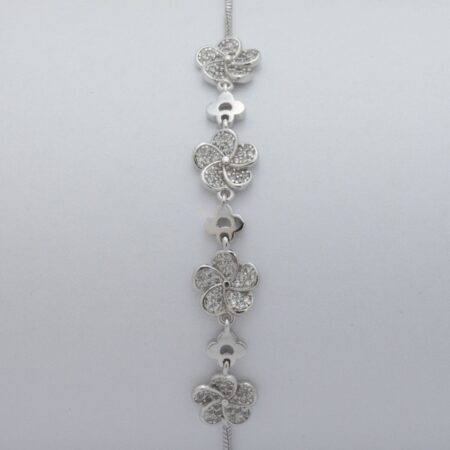 Elmas gümüş çiçek şeklinde bileklik18k altın kaplama bileklik-CM459