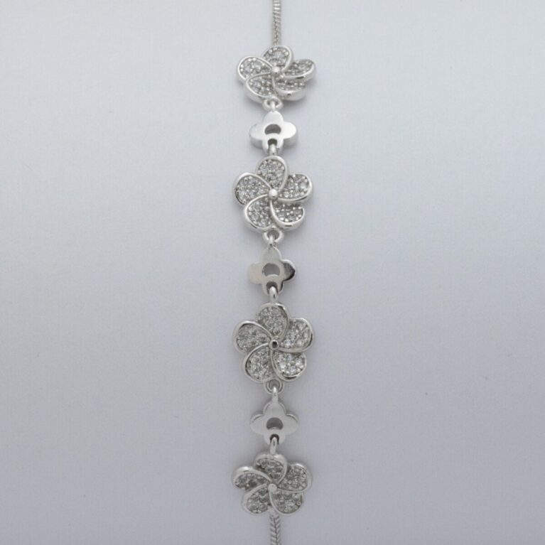 Elmas gümüş çiçek şeklinde bileklik18k altın kaplama bileklik-CM459